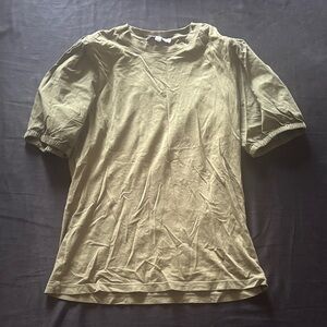 Women’s Olive Green Puffed Sleeves Shirt